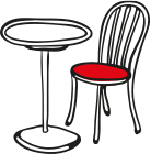 Bistrotisch und -stuhl